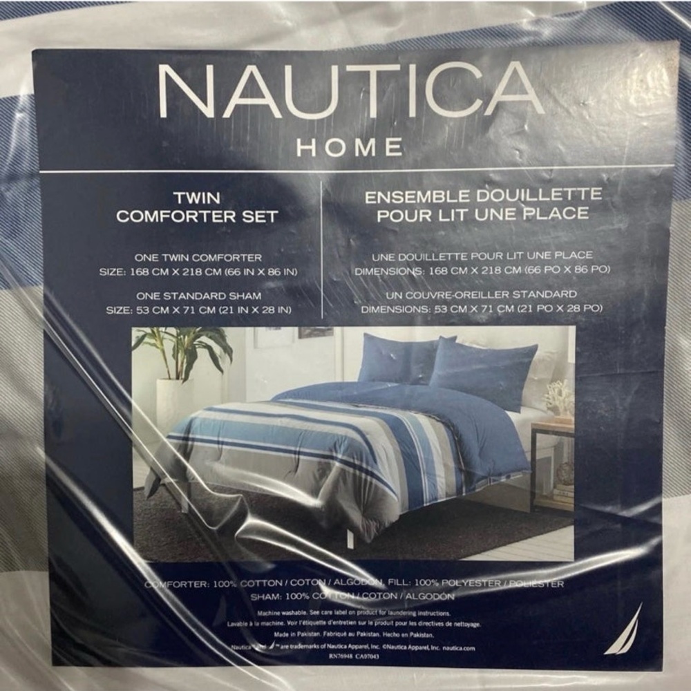Nautica Home -100% Cotton, Comforter and Matching Sham(s), Twin, Blue